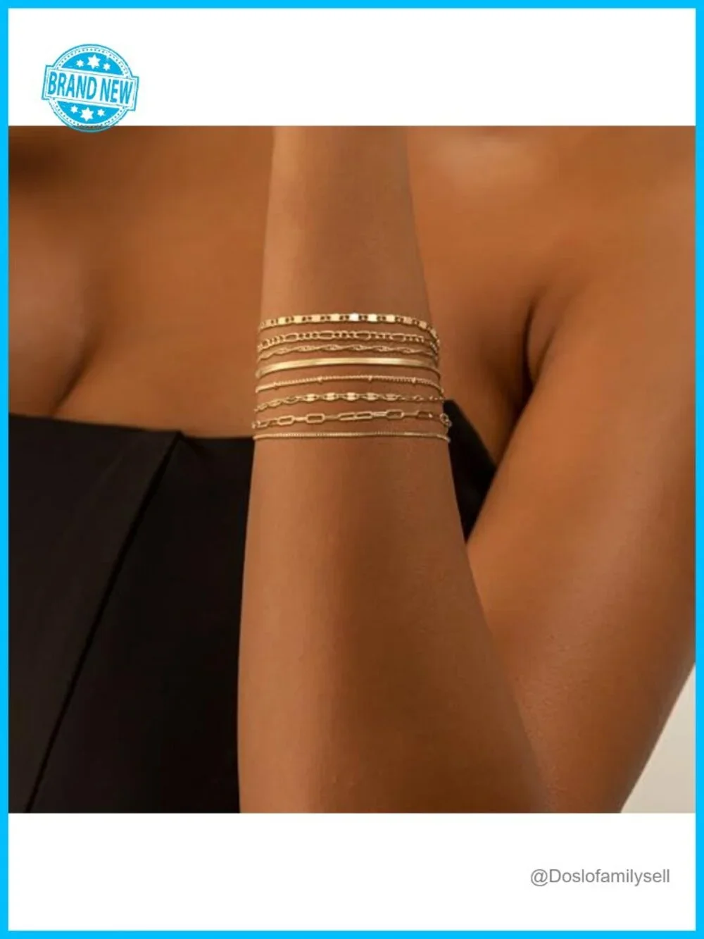 Dainty Stack 14K Gold Plated Sterling Silver Chain Bracelets Set Adjustable